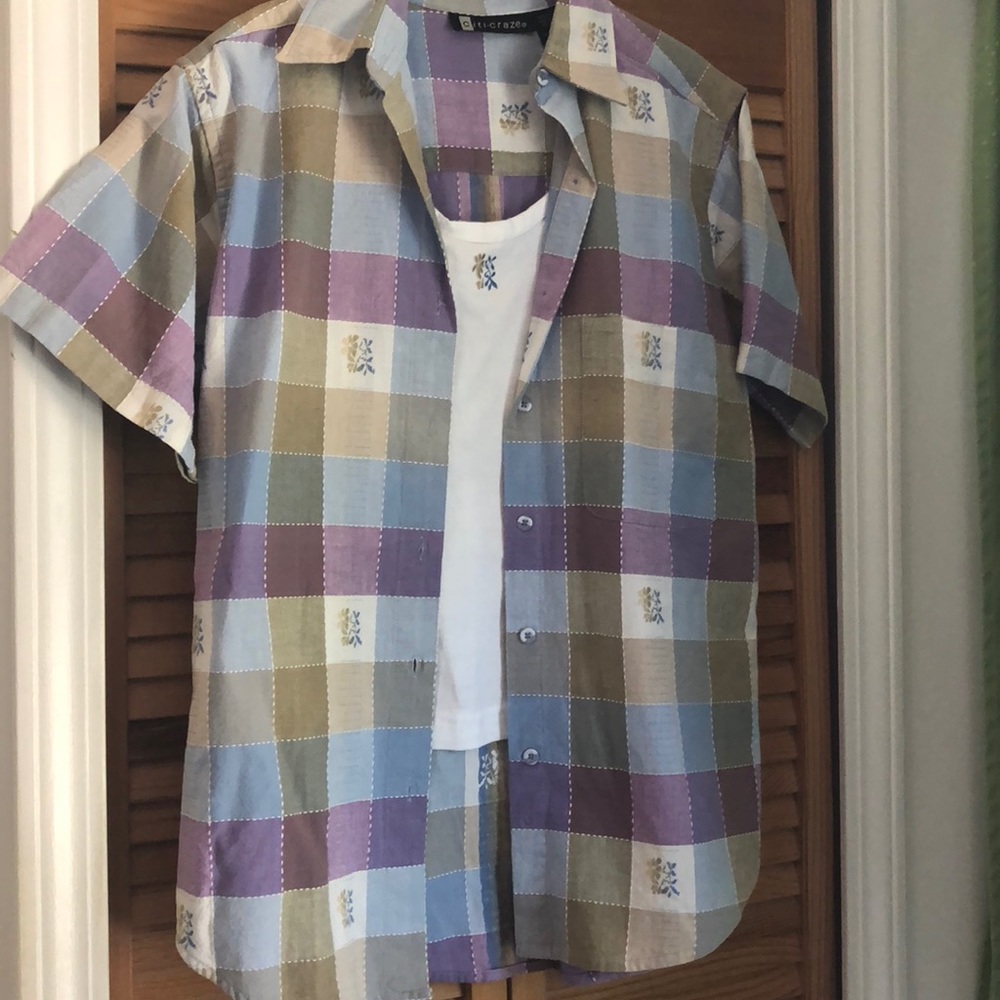 Checkered shirt with built in tank